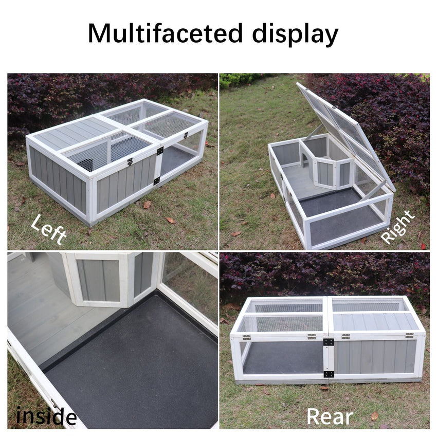 Tortoise Habitat Wooden Tortoise House Tray Indoor Turtle Enclosure for Small Animals Outdoor Wooden Reptile Cage - 7DAY'S