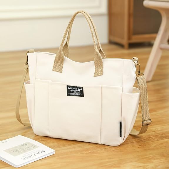 Tote Bag with Zipper Tote Bag for Women Canvas Crossbody Bag Shoulder Bag Satchel Hobo Bag Messenger Bag - 7DAY'S