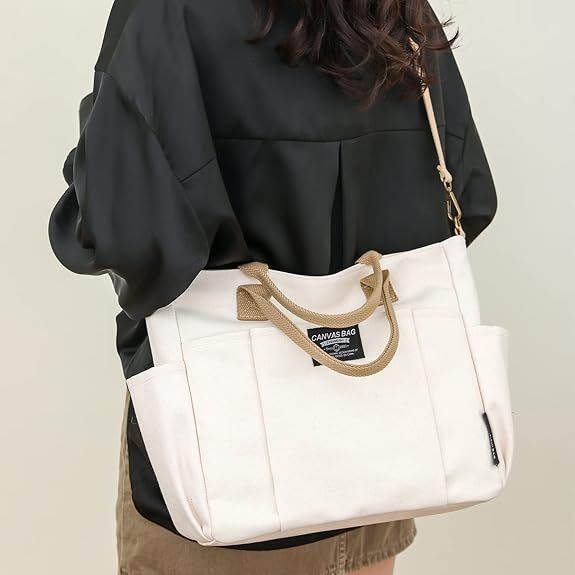 Tote Bag with Zipper Tote Bag for Women Canvas Crossbody Bag Shoulder Bag Satchel Hobo Bag Messenger Bag - 7DAY'S