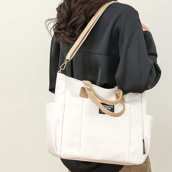 Tote Bag with Zipper Tote Bag for Women Canvas Crossbody Bag Shoulder Bag Satchel Hobo Bag Messenger Bag - 7DAY'S