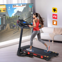 Treadmill with Auto Incline, 18" Incline Treadmill for Home, Compact, Foldable, 350lb Capacity, Shock Absorption, 15% Incline Automatic, 0.5 - 10 MPH, 3 HP, Bluetooth App Running Treadmills - 7DAY'S