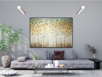 Tree with Golden Leaves 100% Handmade Gold Leaf Textured Painting Acrylic Abstract Oil Painting Wall Decor Living Room Golden Nature - 7DAY'S