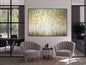 Tree with Golden Leaves 100% Handmade Gold Leaf Textured Painting Acrylic Abstract Oil Painting Wall Decor Living Room Golden Nature - 7DAY'S