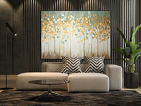 Tree with Golden Leaves 100% Handmade Gold Leaf Textured Painting Acrylic Abstract Oil Painting Wall Decor Living Room Golden Nature - 7DAY'S