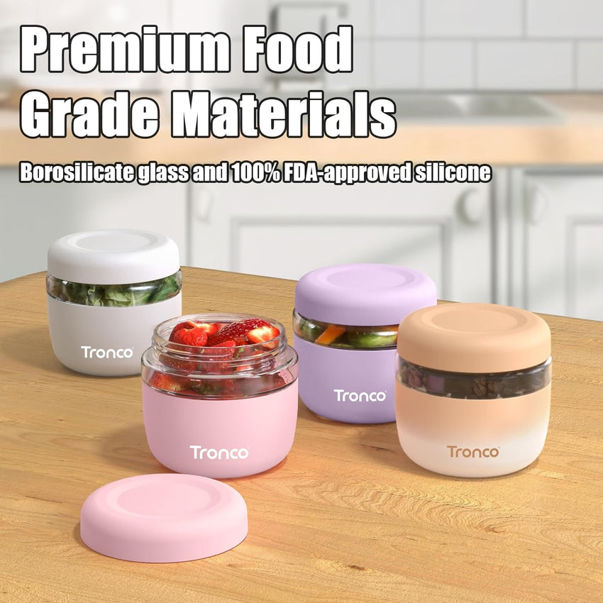 Tronco 24 oz Glass Lunch Bowl Container with Lid, Glass Food Containers, Leak & Spill Proof, Soup & Stew Food Storage Salad, Yogurt, Meal Prep, Airtight, Reusable, Dishwasher Safe, BPA - Free, Set of 1 - 7DAY'S