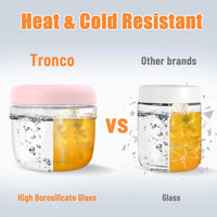 Tronco 24 oz Glass Lunch Bowl Container with Lid, Glass Food Containers, Leak & Spill Proof, Soup & Stew Food Storage Salad, Yogurt, Meal Prep, Airtight, Reusable, Dishwasher Safe, BPA - Free, Set of 1 - 7DAY'S