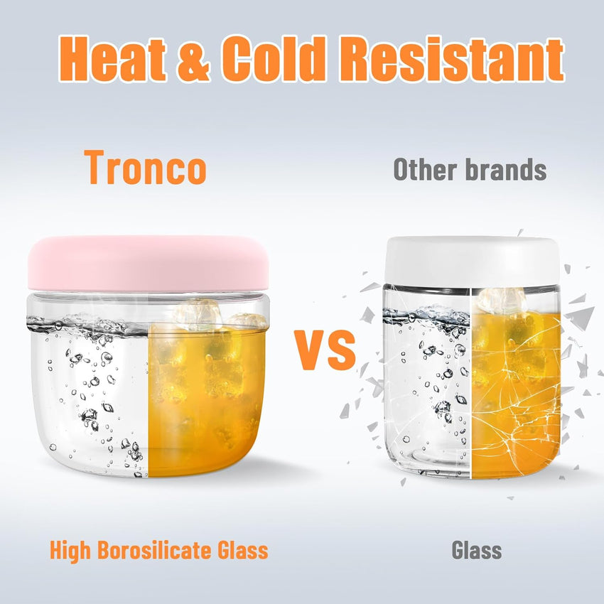 Tronco 24 oz Glass Lunch Bowl Container with Lid, Glass Food Containers, Leak & Spill Proof, Soup & Stew Food Storage Salad, Yogurt, Meal Prep, Airtight, Reusable, Dishwasher Safe, BPA - Free, Set of 1 - 7DAY'S