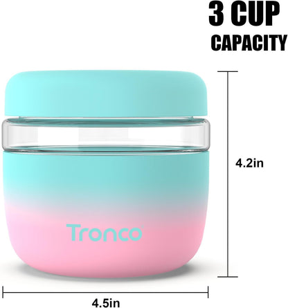 Tronco 24 oz Glass Lunch Bowl Container with Lid, Glass Food Containers, Leak & Spill Proof, Soup & Stew Food Storage Salad, Yogurt, Meal Prep, Airtight, Reusable, Dishwasher Safe, BPA - Free, Set of 1 - 7DAY'S