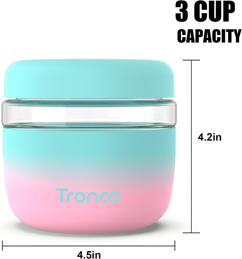 Tronco 24 oz Glass Lunch Bowl Container with Lid, Glass Food Containers, Leak & Spill Proof, Soup & Stew Food Storage Salad, Yogurt, Meal Prep, Airtight, Reusable, Dishwasher Safe, BPA - Free, Set of 1 - 7DAY'S