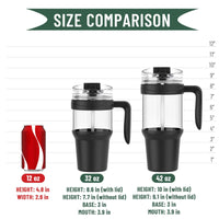 Tronco 40 oz Glass Tumbler with Straw and Lid, Reusable Glass Tumbler with Handle, Iced Coffee Cup with Bamboo Lid, Glass Water Bottles Fit in Cup Holder, Carbonfree, Lead - Free, BPA - Free - 7DAY'S