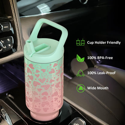 Tronco 40 oz Tumbler with Handle and Straw, Leak - Proof Insulated Tumbler with Flip Straw and Top Handle, Reusable Insulated Cup Water Bottle for Home, Outdoors, Fits in Cup Holder, Cold for 30 Hours - 7DAY'S