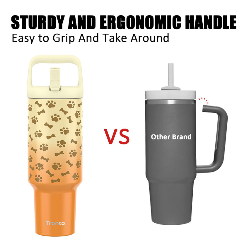 Tronco 40 oz Tumbler with Handle and Straw, Leak - Proof Insulated Tumbler with Flip Straw and Top Handle, Reusable Insulated Cup Water Bottle for Home, Outdoors, Fits in Cup Holder, Cold for 30 Hours - 7DAY'S