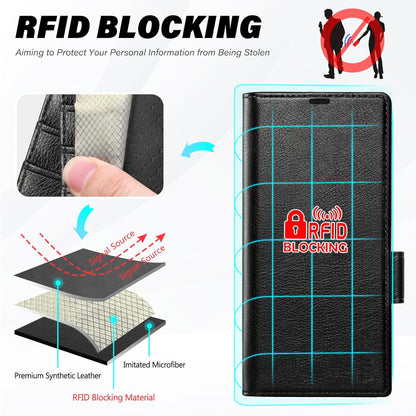TUCCH Case Wallet for Galaxy Z Fold 7, Shockproof Magnetic Folio with [Kickstand] [RFID Blocking] 4 Card Slots, PU Leather PC Cover Compatible with Galaxy Z Fold 7 (8.0") 2025, Black (Textured) - 7DAY'S