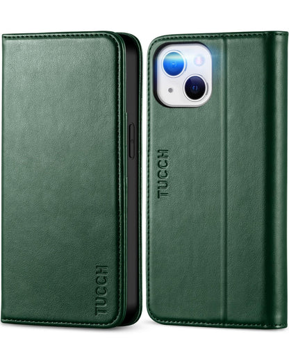 TUCCH Case Wallet for iPhone 13 5G, PU Leather Flip Folio Cover with [3 Card Slots], Stand Book Design [Shockproof TPU Interior Case] Compatible with iPhone 13 6.1 - inch 2021, Black - 7DAY'S