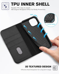 TUCCH Case Wallet for iPhone 13 5G, PU Leather Flip Folio Cover with [3 Card Slots], Stand Book Design [Shockproof TPU Interior Case] Compatible with iPhone 13 6.1 - inch 2021, Black - 7DAY'S