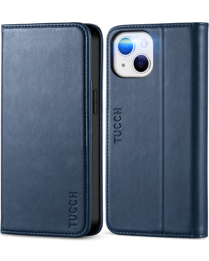 TUCCH Case Wallet for iPhone 13 5G, PU Leather Flip Folio Cover with [3 Card Slots], Stand Book Design [Shockproof TPU Interior Case] Compatible with iPhone 13 6.1 - inch 2021, Black - 7DAY'S