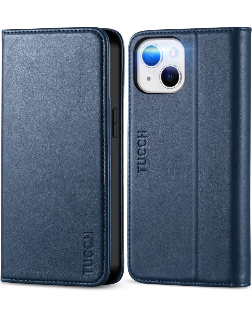 TUCCH Case Wallet for iPhone 13 5G, PU Leather Flip Folio Cover with [3 Card Slots], Stand Book Design [Shockproof TPU Interior Case] Compatible with iPhone 13 6.1 - inch 2021, Black - 7DAY'S