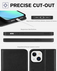TUCCH Case Wallet for iPhone 13 5G, PU Leather Flip Folio Cover with [3 Card Slots], Stand Book Design [Shockproof TPU Interior Case] Compatible with iPhone 13 6.1 - inch 2021, Black - 7DAY'S