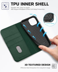 TUCCH Case Wallet for iPhone 13 5G, PU Leather Flip Folio Cover with [3 Card Slots], Stand Book Design [Shockproof TPU Interior Case] Compatible with iPhone 13 6.1 - inch 2021, Black - 7DAY'S
