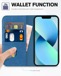 TUCCH Case Wallet for iPhone 13 5G, PU Leather Flip Folio Cover with [3 Card Slots], Stand Book Design [Shockproof TPU Interior Case] Compatible with iPhone 13 6.1 - inch 2021, Black - 7DAY'S