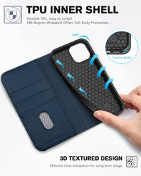 TUCCH Case Wallet for iPhone 13 5G, PU Leather Flip Folio Cover with [3 Card Slots], Stand Book Design [Shockproof TPU Interior Case] Compatible with iPhone 13 6.1 - inch 2021, Black - 7DAY'S