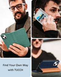 TUCCH Case Wallet for iPhone 13 5G, PU Leather Flip Folio Cover with [3 Card Slots], Stand Book Design [Shockproof TPU Interior Case] Compatible with iPhone 13 6.1 - inch 2021, Black - 7DAY'S