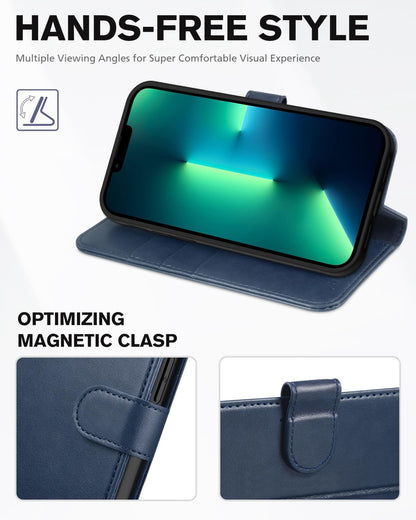 TUCCH Case Wallet for iPhone 13 Pro, RFID Blocking Card Holder Magnetic Stand PU Leather Folio Cover, Protective TPU Shockproof Inner Shell 6.1 - inch 2021, Black - 7DAY'S