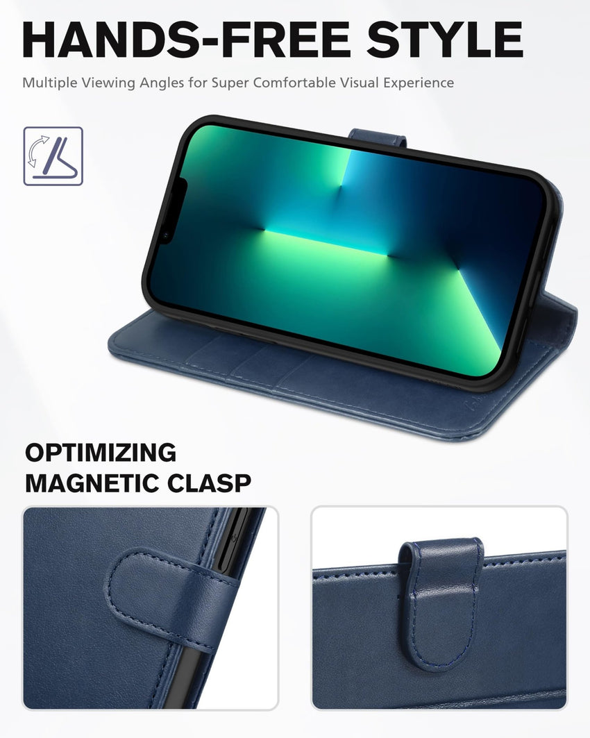 TUCCH Case Wallet for iPhone 13 Pro, RFID Blocking Card Holder Magnetic Stand PU Leather Folio Cover, Protective TPU Shockproof Inner Shell 6.1 - inch 2021, Black - 7DAY'S
