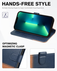 TUCCH Case Wallet for iPhone 13 Pro, RFID Blocking Card Holder Magnetic Stand PU Leather Folio Cover, Protective TPU Shockproof Inner Shell 6.1 - inch 2021, Black - 7DAY'S