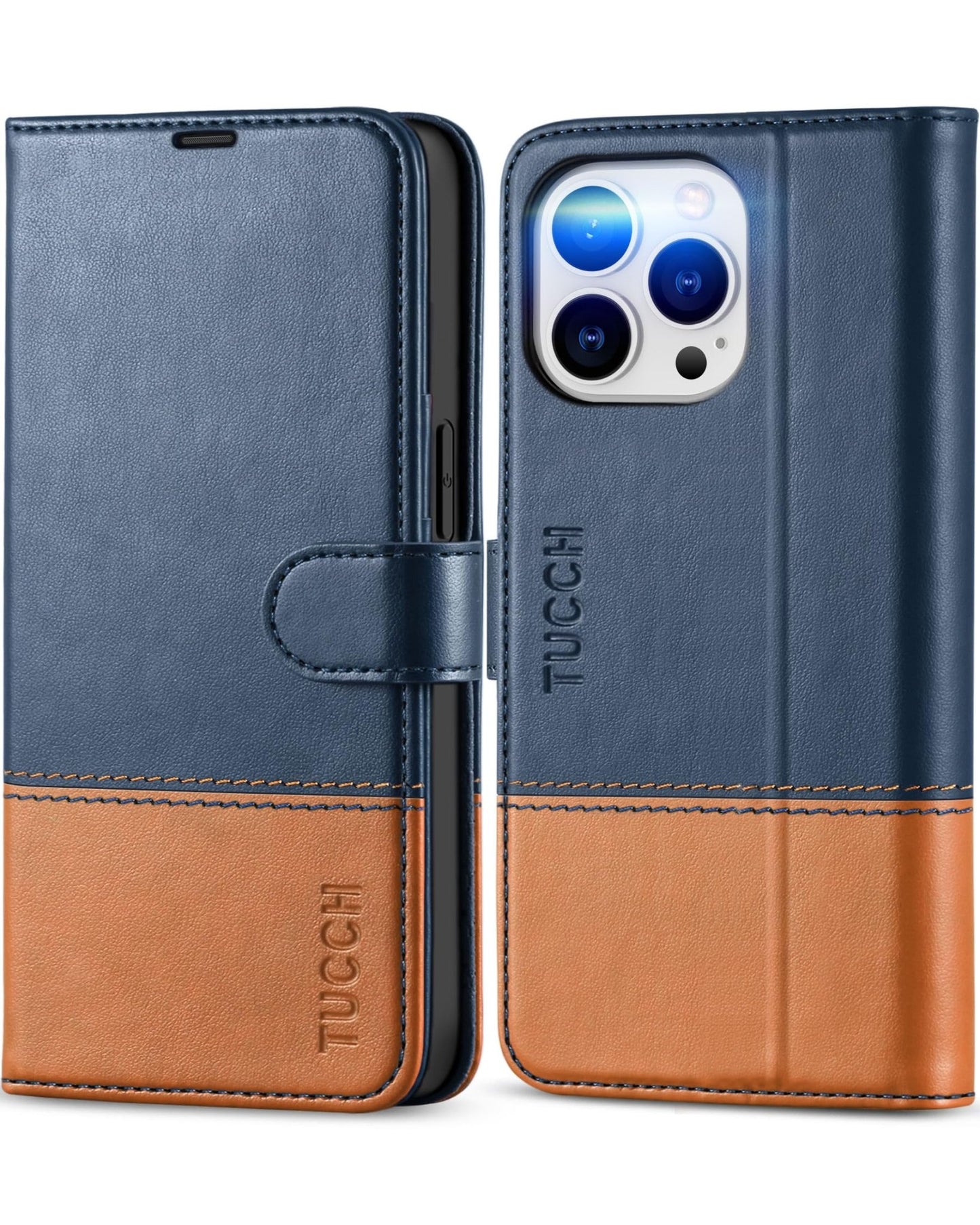 TUCCH Case Wallet for iPhone 13 Pro, RFID Blocking Card Holder Magnetic Stand PU Leather Folio Cover, Protective TPU Shockproof Inner Shell 6.1 - inch 2021, Black - 7DAY'S