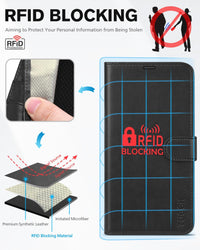 TUCCH Case Wallet for iPhone 13 Pro, RFID Blocking Card Holder Magnetic Stand PU Leather Folio Cover, Protective TPU Shockproof Inner Shell 6.1 - inch 2021, Black - 7DAY'S