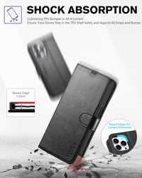 TUCCH Case Wallet for iPhone 13 Pro, RFID Blocking Card Holder Magnetic Stand PU Leather Folio Cover, Protective TPU Shockproof Inner Shell 6.1 - inch 2021, Black - 7DAY'S