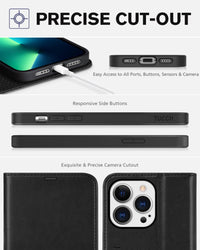 TUCCH Case Wallet for iPhone 13 Pro, RFID Blocking Card Holder Magnetic Stand PU Leather Folio Cover, Protective TPU Shockproof Inner Shell 6.1 - inch 2021, Black - 7DAY'S