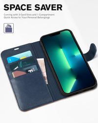 TUCCH Case Wallet for iPhone 13 Pro, RFID Blocking Card Holder Magnetic Stand PU Leather Folio Cover, Protective TPU Shockproof Inner Shell 6.1 - inch 2021, Black - 7DAY'S