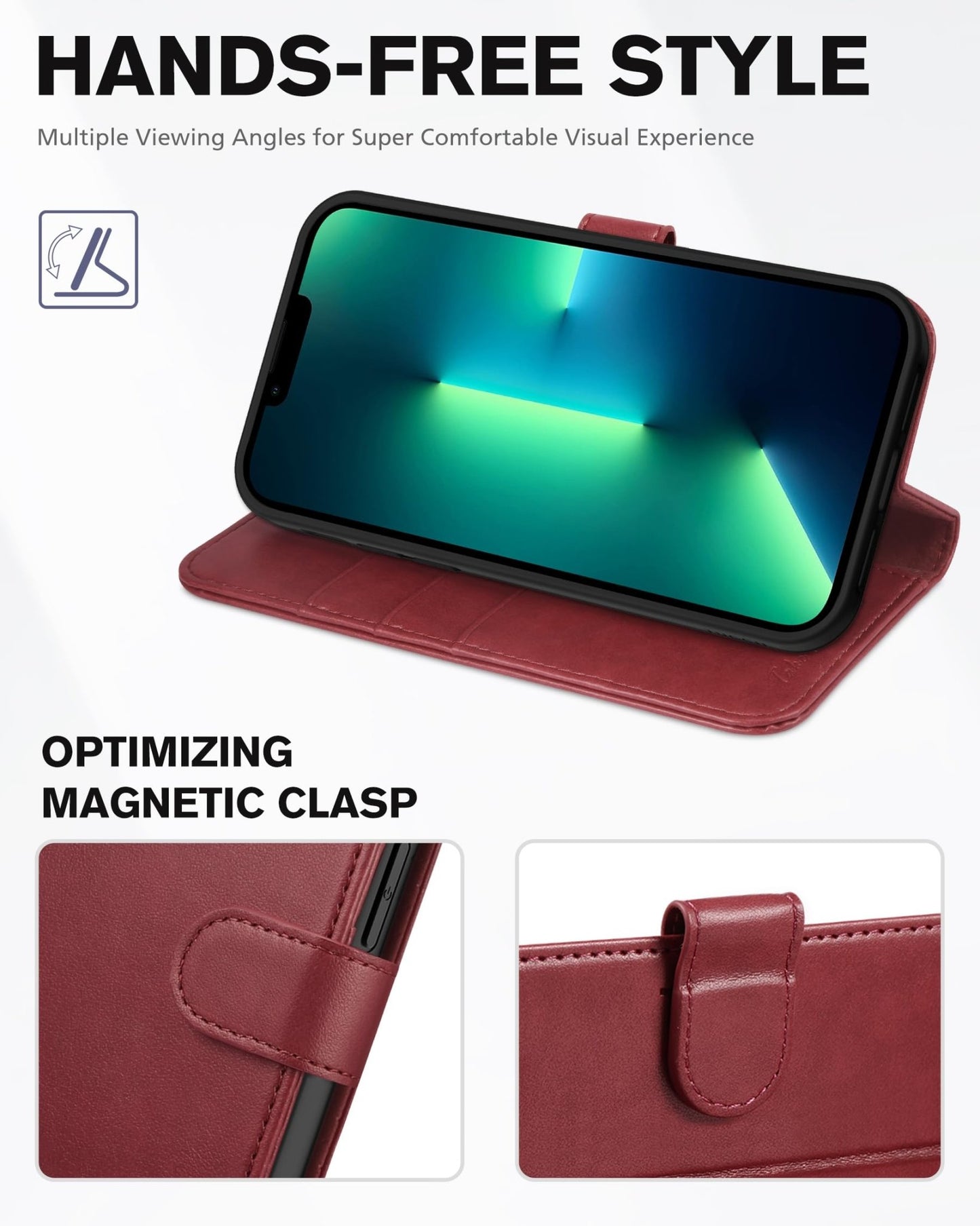 TUCCH Case Wallet for iPhone 13 Pro, RFID Blocking Card Holder Magnetic Stand PU Leather Folio Cover, Protective TPU Shockproof Inner Shell 6.1 - inch 2021, Black - 7DAY'S