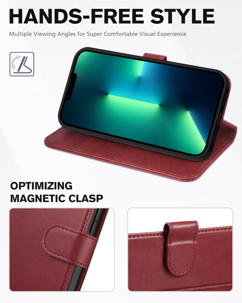 TUCCH Case Wallet for iPhone 13 Pro, RFID Blocking Card Holder Magnetic Stand PU Leather Folio Cover, Protective TPU Shockproof Inner Shell 6.1 - inch 2021, Black - 7DAY'S