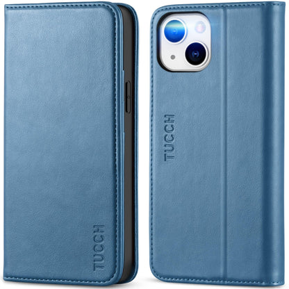 TUCCH Case Wallet for iPhone 14 6.1", [3 Card Holder] Slots [RFID Blocking] Stand Flip Folio PU Leather Cover, with [TPU Shockproof Interior Case] Compatible with iPhone 14 2022, Classic Black - 7DAY'S