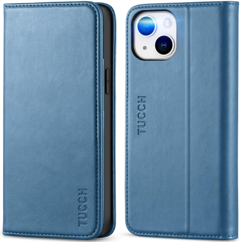 TUCCH Case Wallet for iPhone 14 6.1", [3 Card Holder] Slots [RFID Blocking] Stand Flip Folio PU Leather Cover, with [TPU Shockproof Interior Case] Compatible with iPhone 14 2022, Classic Black - 7DAY'S