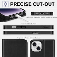 TUCCH Case Wallet for iPhone 14 6.1", [3 Card Holder] Slots [RFID Blocking] Stand Flip Folio PU Leather Cover, with [TPU Shockproof Interior Case] Compatible with iPhone 14 2022, Classic Black - 7DAY'S