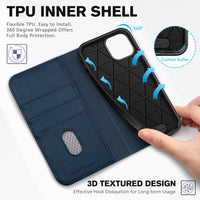 TUCCH Case Wallet for iPhone 14 6.1", [3 Card Holder] Slots [RFID Blocking] Stand Flip Folio PU Leather Cover, with [TPU Shockproof Interior Case] Compatible with iPhone 14 2022, Classic Black - 7DAY'S