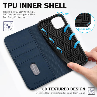 TUCCH Case Wallet for iPhone 14 6.1", [3 Card Holder] Slots [RFID Blocking] Stand Flip Folio PU Leather Cover, with [TPU Shockproof Interior Case] Compatible with iPhone 14 2022, Classic Black - 7DAY'S