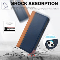 TUCCH Case Wallet for iPhone 14 6.1", [3 Card Holder] Slots [RFID Blocking] Stand Flip Folio PU Leather Cover, with [TPU Shockproof Interior Case] Compatible with iPhone 14 2022, Classic Black - 7DAY'S