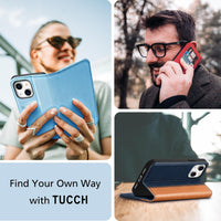 TUCCH Case Wallet for iPhone 14 6.1", [3 Card Holder] Slots [RFID Blocking] Stand Flip Folio PU Leather Cover, with [TPU Shockproof Interior Case] Compatible with iPhone 14 2022, Classic Black - 7DAY'S