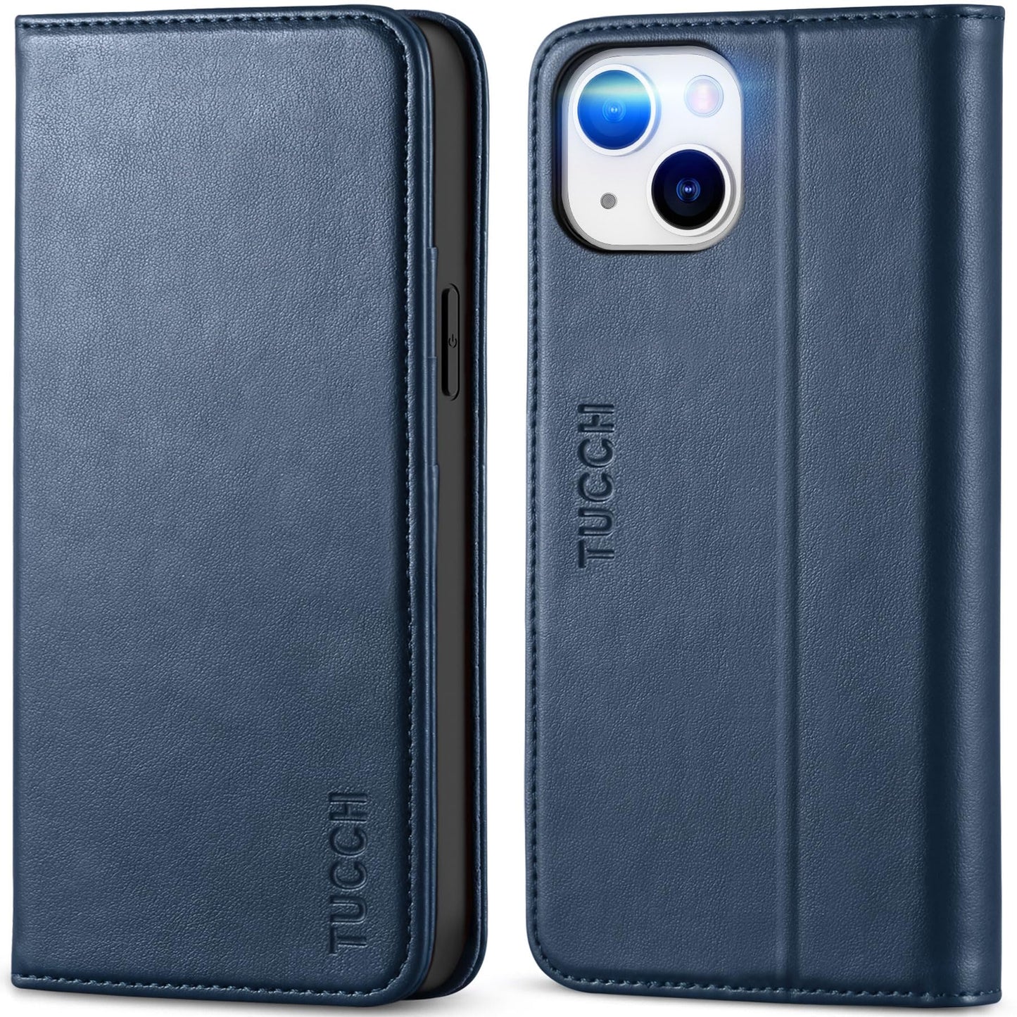 TUCCH Case Wallet for iPhone 14 6.1", [3 Card Holder] Slots [RFID Blocking] Stand Flip Folio PU Leather Cover, with [TPU Shockproof Interior Case] Compatible with iPhone 14 2022, Classic Black - 7DAY'S