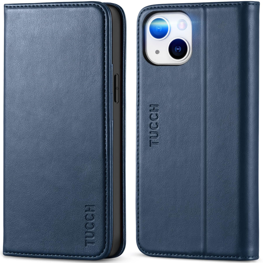 TUCCH Case Wallet for iPhone 14 6.1", [3 Card Holder] Slots [RFID Blocking] Stand Flip Folio PU Leather Cover, with [TPU Shockproof Interior Case] Compatible with iPhone 14 2022, Classic Black - 7DAY'S