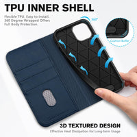 TUCCH Case Wallet for iPhone 14 6.1", [3 Card Holder] Slots [RFID Blocking] Stand Flip Folio PU Leather Cover, with [TPU Shockproof Interior Case] Compatible with iPhone 14 2022, Classic Black - 7DAY'S