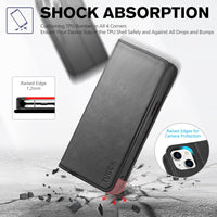 TUCCH Case Wallet for iPhone 14 6.1", [3 Card Holder] Slots [RFID Blocking] Stand Flip Folio PU Leather Cover, with [TPU Shockproof Interior Case] Compatible with iPhone 14 2022, Classic Black - 7DAY'S