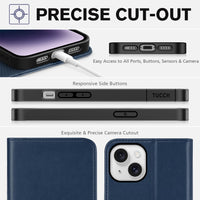 TUCCH Case Wallet for iPhone 14 6.1", [3 Card Holder] Slots [RFID Blocking] Stand Flip Folio PU Leather Cover, with [TPU Shockproof Interior Case] Compatible with iPhone 14 2022, Classic Black - 7DAY'S