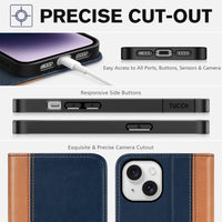 TUCCH Case Wallet for iPhone 14 6.1", [3 Card Holder] Slots [RFID Blocking] Stand Flip Folio PU Leather Cover, with [TPU Shockproof Interior Case] Compatible with iPhone 14 2022, Classic Black - 7DAY'S