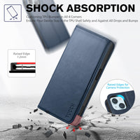 TUCCH Case Wallet for iPhone 15 6.1", [3 Card Slots] Kickstand PU Leather [RFID Blocking] Case, Flip Folio Cover with [TPU Shockproof Interior Shell] Compatible with iPhone 15 5G 2023, Classic Black - 7DAY'S